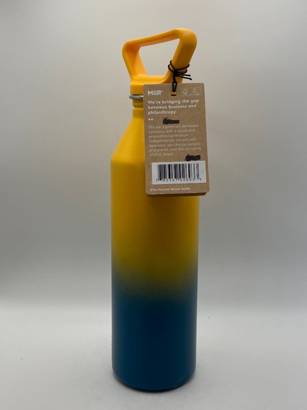 NWT MiiR 27oz Narrow Mouth Stainless Steel Water Bottle - Yellow/Blue Ombre - Picture 5 of 6